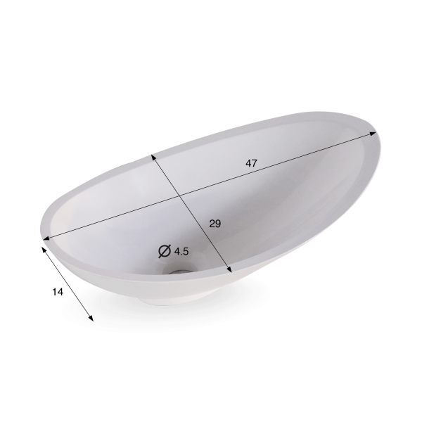 Vasque ronde en céramique, blanc brillant - Ida