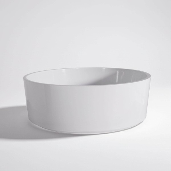 Vasque à poser en céramique ronde, blanc brillant - Rundo