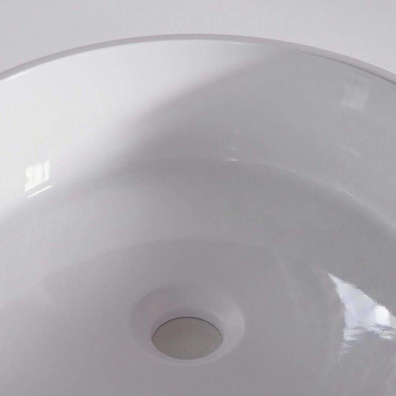 Vasque à poser pour salle de bain ronde, blanc brillant, résine composite - Rundo