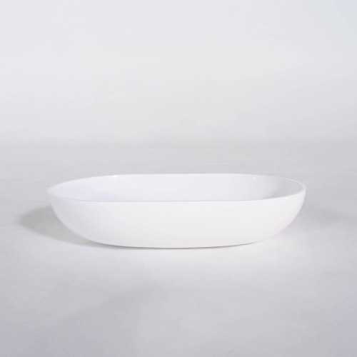 Vasque à poser en céramique ovale, blanc brillant - Slender