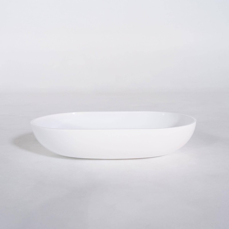 Vasque à poser en céramique ovale, blanc brillant - Slender