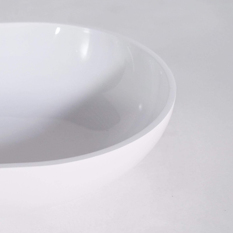 Vasque à poser en céramique ovale, blanc brillant - Slender