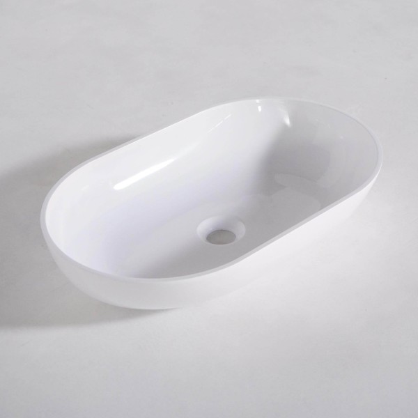 Vasque à poser en céramique ovale, blanc brillant - Slender