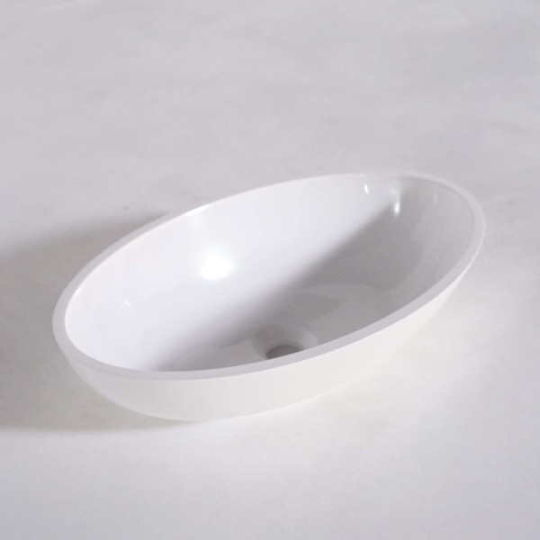 Vasque à poser en céramique ovale, blanc brillant - Vase