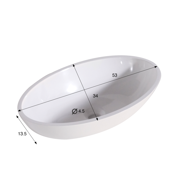 Vasque à poser en céramique ovale, blanc brillant - Vase