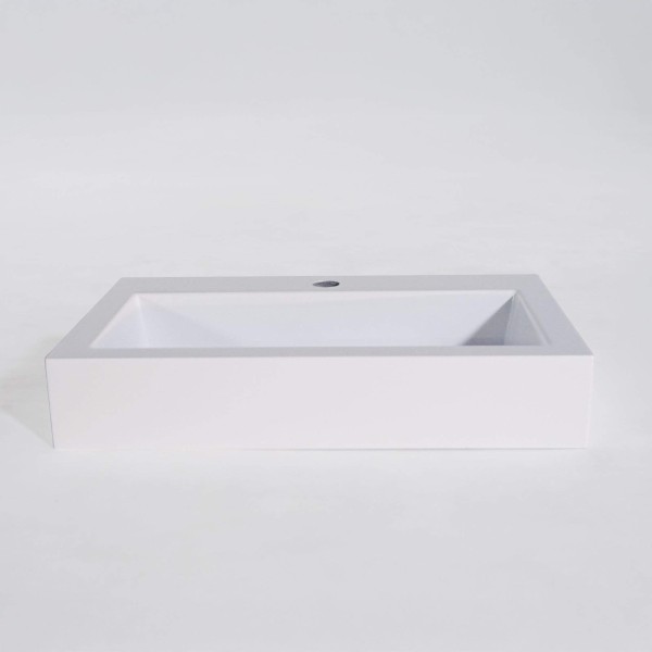 Vasque à poser en céramique rectangulaire, blanc brillant - Odon