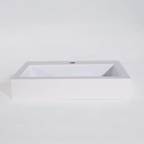 Vasque à poser en céramique rectangulaire, blanc brillant - Odon