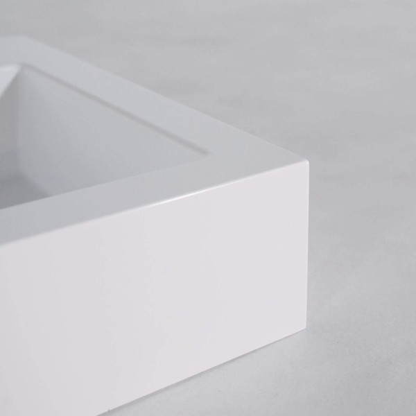 Vasque à poser en céramique rectangulaire, blanc brillant - Odon
