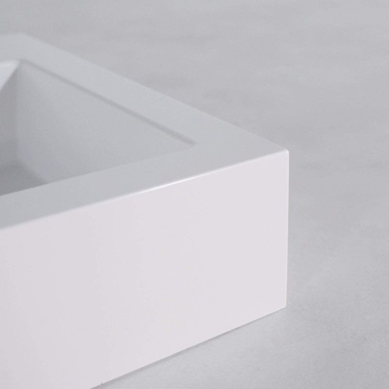 Vasque à poser en céramique rectangulaire, blanc brillant - Odon