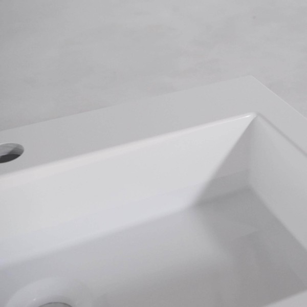 Vasque à poser en céramique rectangulaire, blanc brillant - Odon