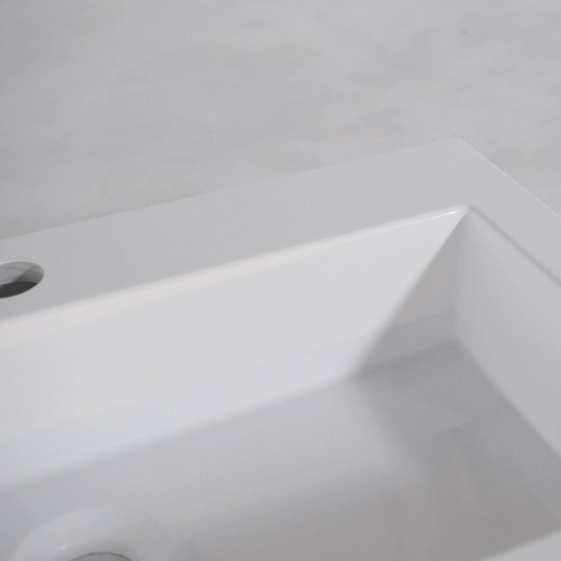 Vasque à poser en céramique rectangulaire, blanc brillant - Odon