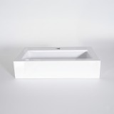 Vasque à poser en céramique rectangulaire, blanc brillant - Odon