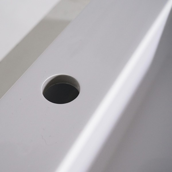 Vasque à poser en céramique rectangulaire, blanc brillant - Odon