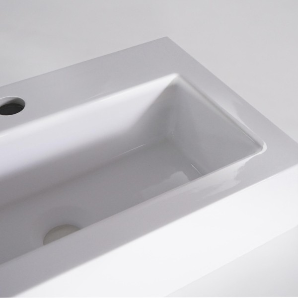 Vasque à poser en céramique rectangulaire, blanc brillant - Odon
