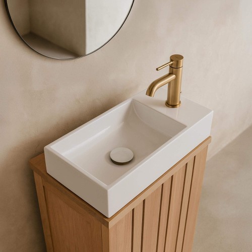 Vasque en céramique à poser, blanc brillant - Klepsy