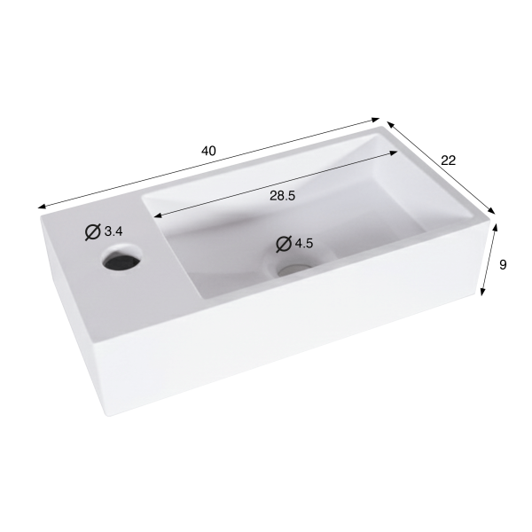 Vasque en céramique à poser, blanc brillant - Klepsy