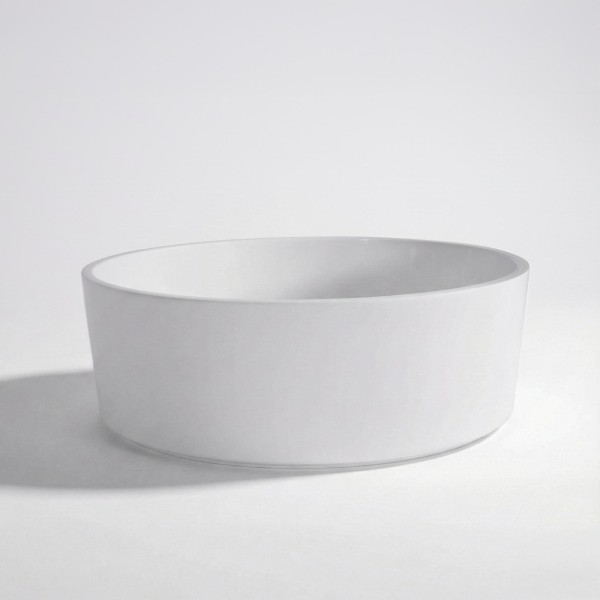 Vasque ronde en céramique, blanc mat - Rundo