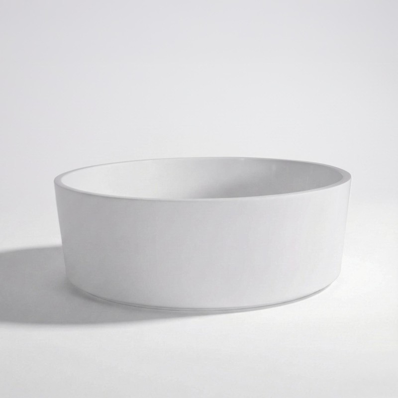 Vasque ronde en céramique, blanc mat - Rundo