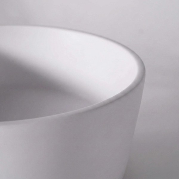 Vasque ronde en céramique, blanc mat - Rundo