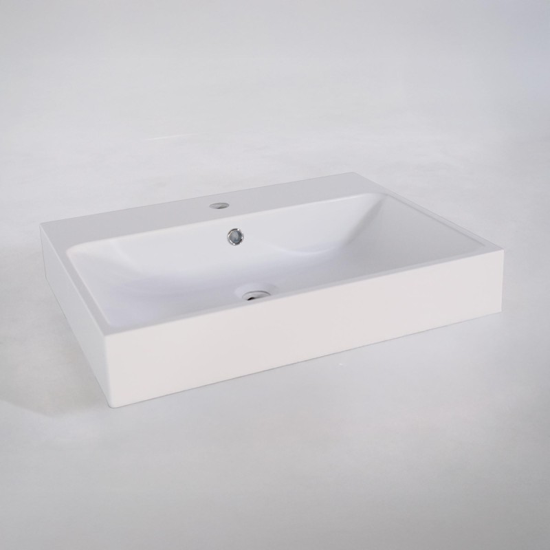 Vasque salle de bain en céramique, blanc mat - Anna