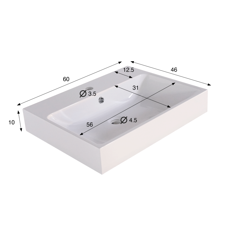 Vasque salle de bain en céramique, blanc mat - Anna