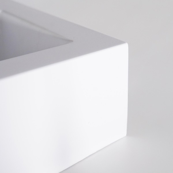 Vasque à poser en céramique rectangulaire, blanc mat - Odon