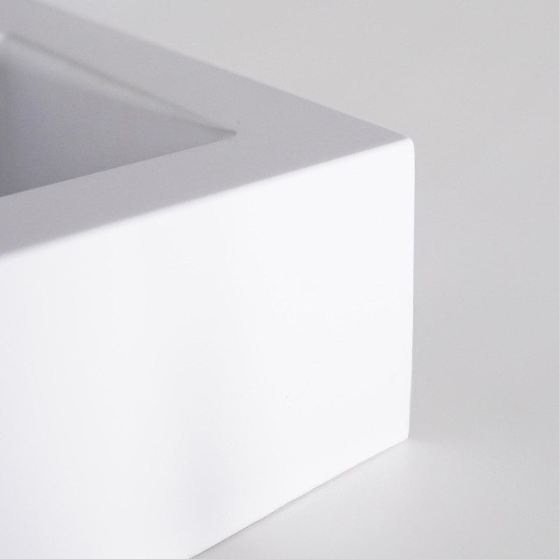 Vasque à poser en céramique rectangulaire, blanc mat - Odon