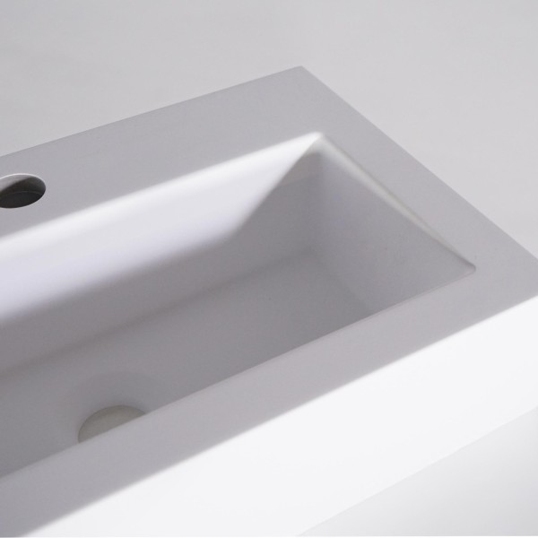 Vasque à poser en céramique rectangulaire, blanc mat - Odon