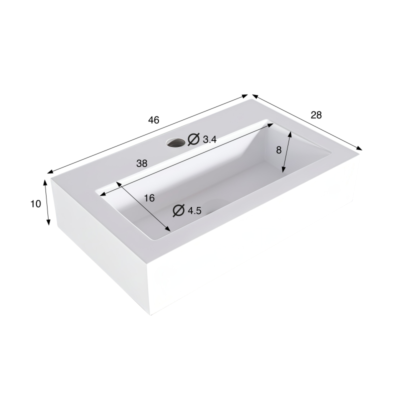 Vasque à poser en céramique rectangulaire, blanc mat - Odon