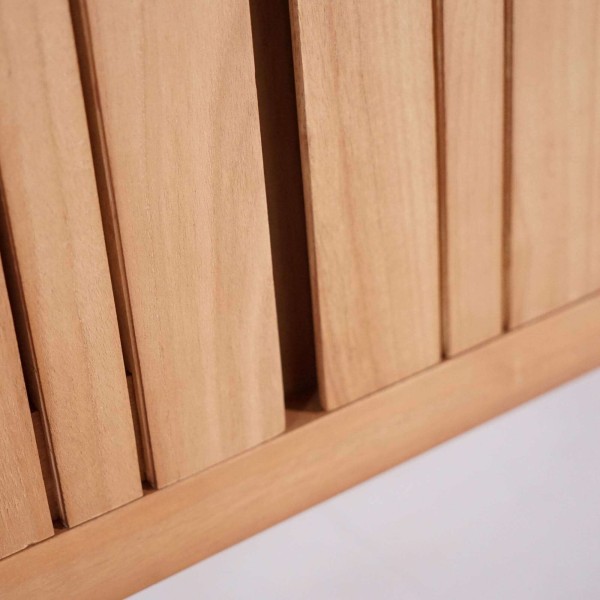 Meuble de salle de bain simple vasque en bois massif, blanc mat - Satya