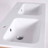 Meuble de salle de bain double vasque en bois massif, blanc mat - Satya