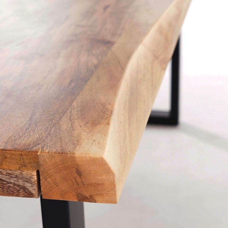 Table bois massif avec pieds métal 180cm - Rustik