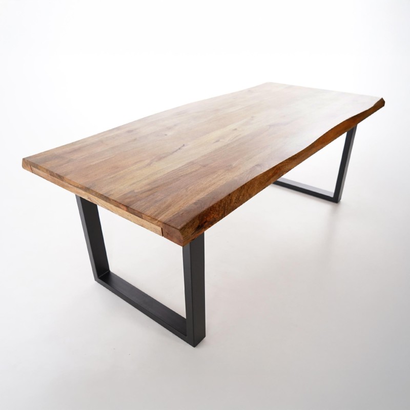 Table bois massif avec pieds métal 180cm - Rustik