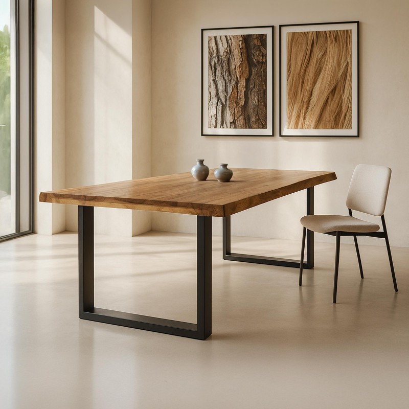 Table bois massif avec pieds métal 200cm - Rustik