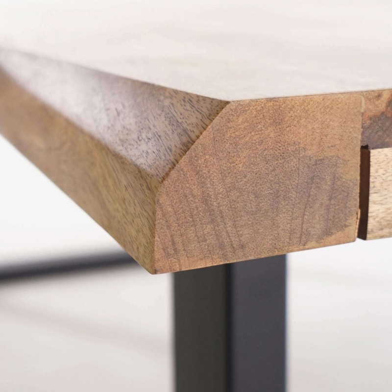 Table bois massif avec pieds métal 200cm - Rustik