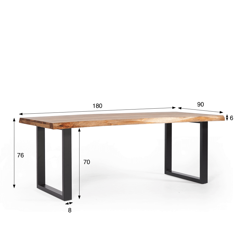 Table bois massif avec pieds métal 180cm - Rustik