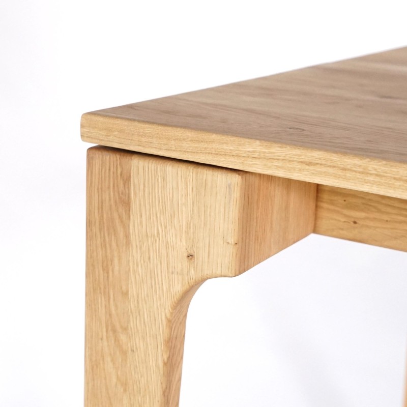 Table à manger rectangulaire en bois de chêne 140 x 80 cm avec allonge 50 cm