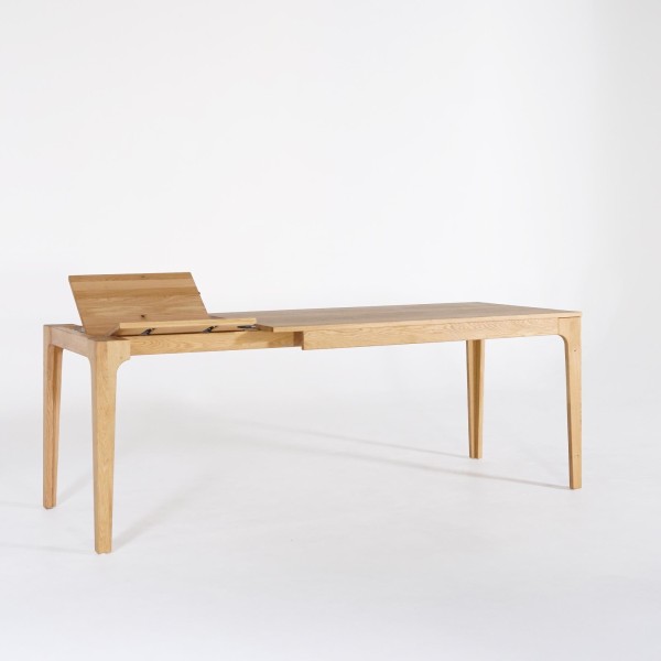 Table à manger rectangulaire en bois de chêne 140 x 80 cm avec allonge 50 cm