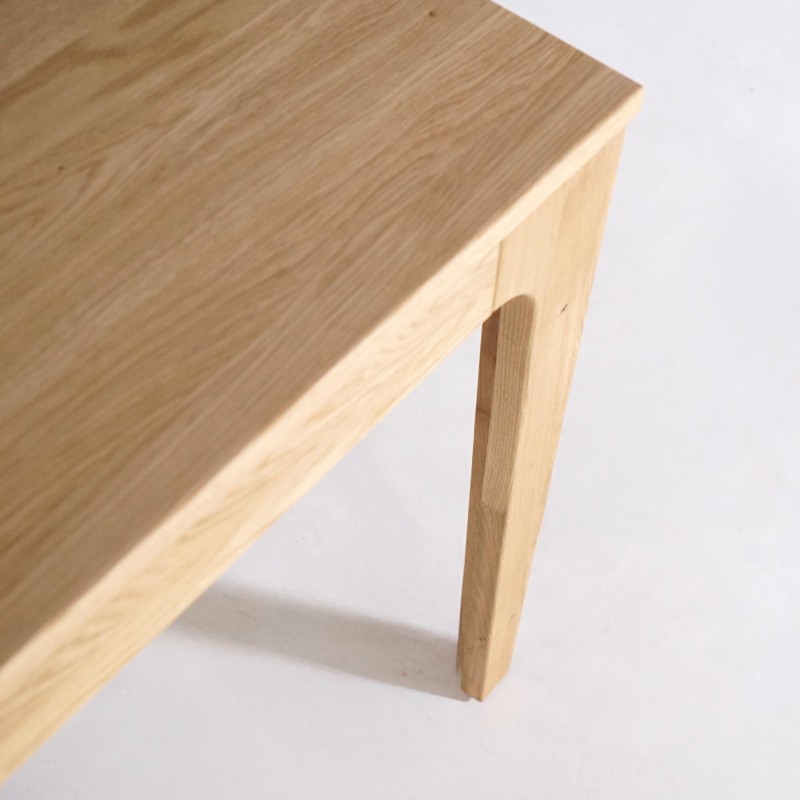 Table à manger rectangulaire en bois de chêne 140 x 80 cm avec allonge 50 cm