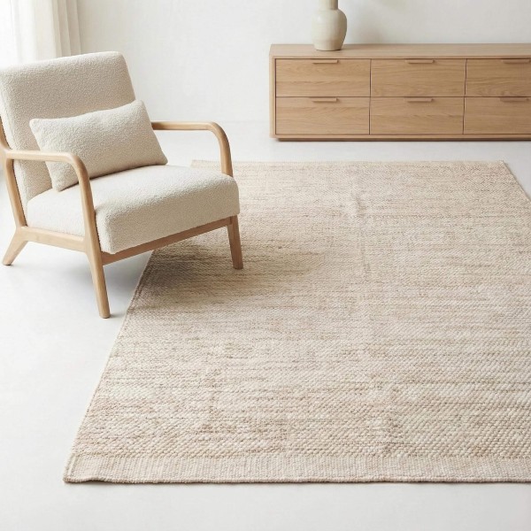 Tapis en laine et coton 250x350 cm, beige - Elowen