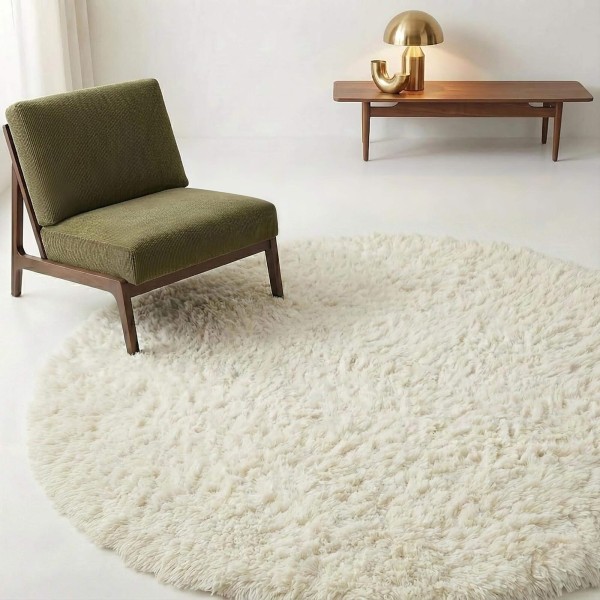 Tapis en laine 200x200 cm, blanc - Ruma