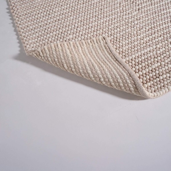 Tapis en laine et coton 140x200 cm, blanc beige - Tessa