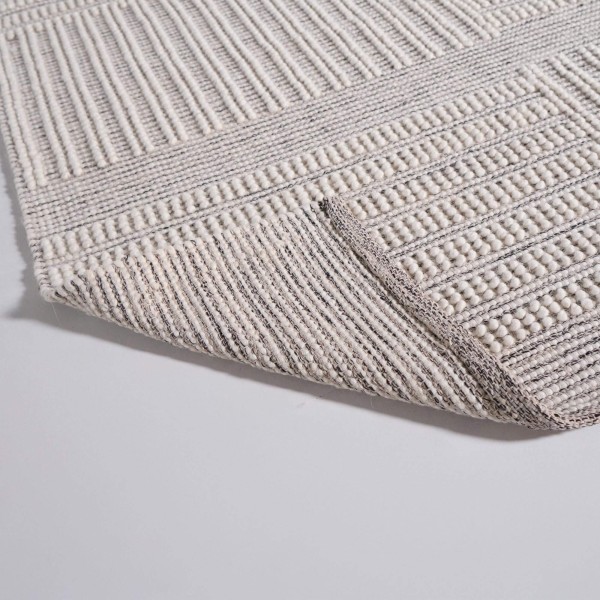 Tapis en laine 140x200 cm, blanc noir - Wola