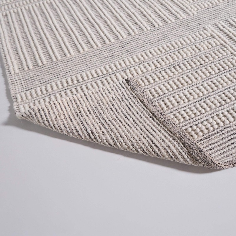 Tapis en laine 140x200 cm, blanc noir - Wola