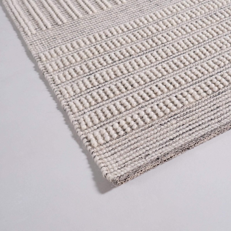 Tapis en laine 140x200 cm, blanc noir - Wola