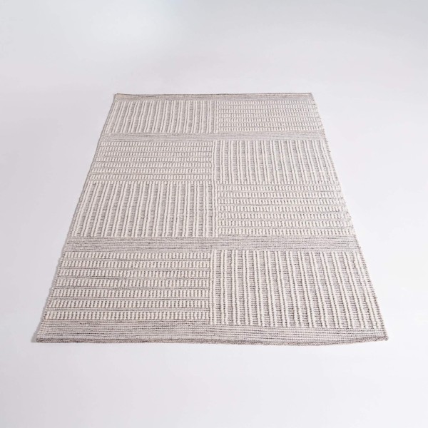 Tapis en laine 140x200 cm, blanc noir - Wola