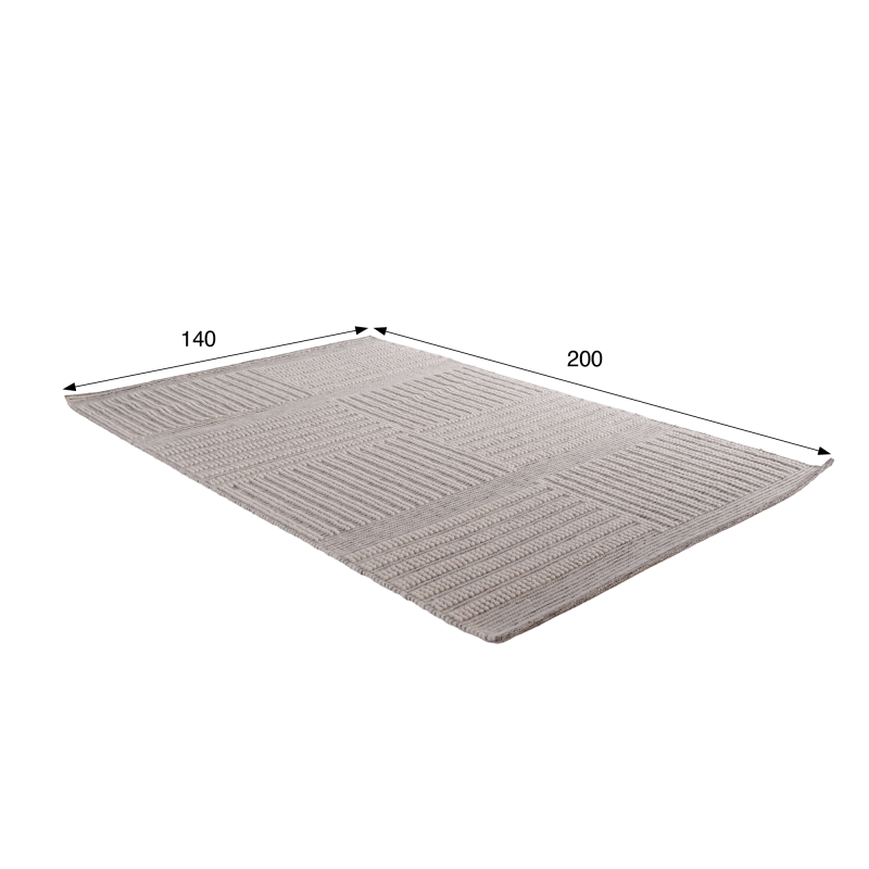 Tapis en laine 140x200 cm, blanc noir - Wola