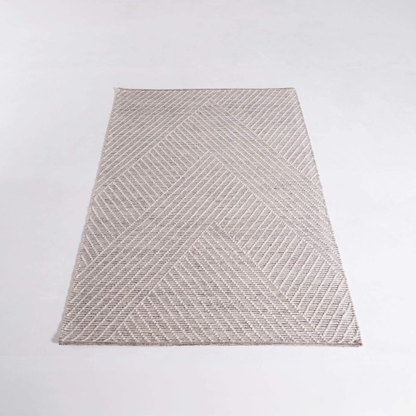 Tapis en laine 140x200 cm, blanc noir - Arvo