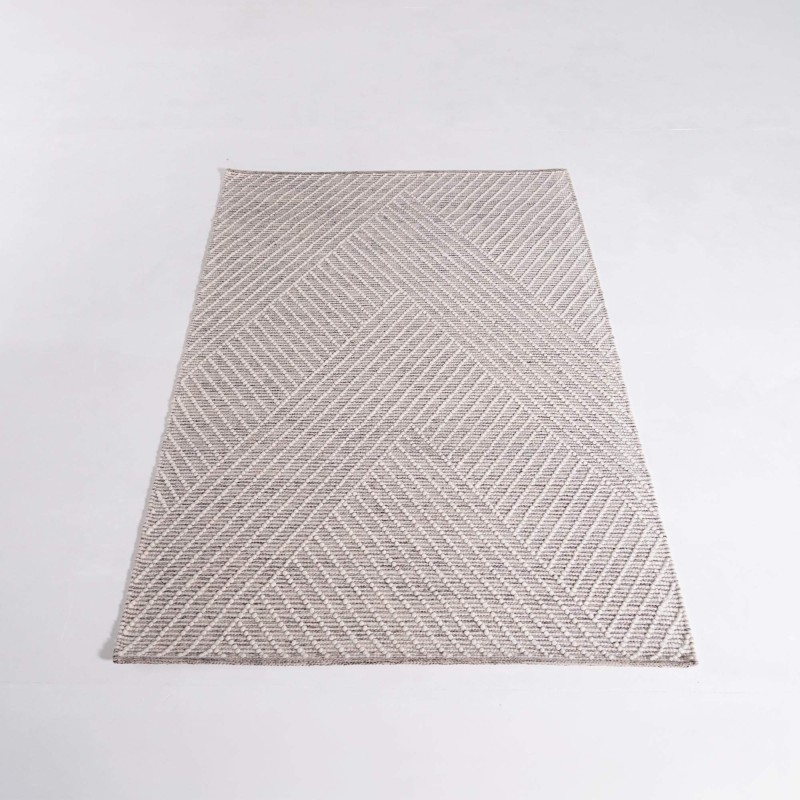 Tapis en laine 140x200 cm, blanc noir - Arvo