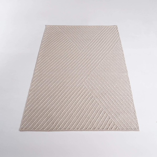 Tapis en laine 140x200 cm, blanc beige - Arvo